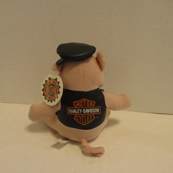 Harley Davidson NEW Vintage 1998 Black White Peach Graphic Motorcycle Plush Hog - Picture 3 of 9